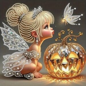 Pumpkin Fairy DIY 5D Full Round Drill Diamond Painting